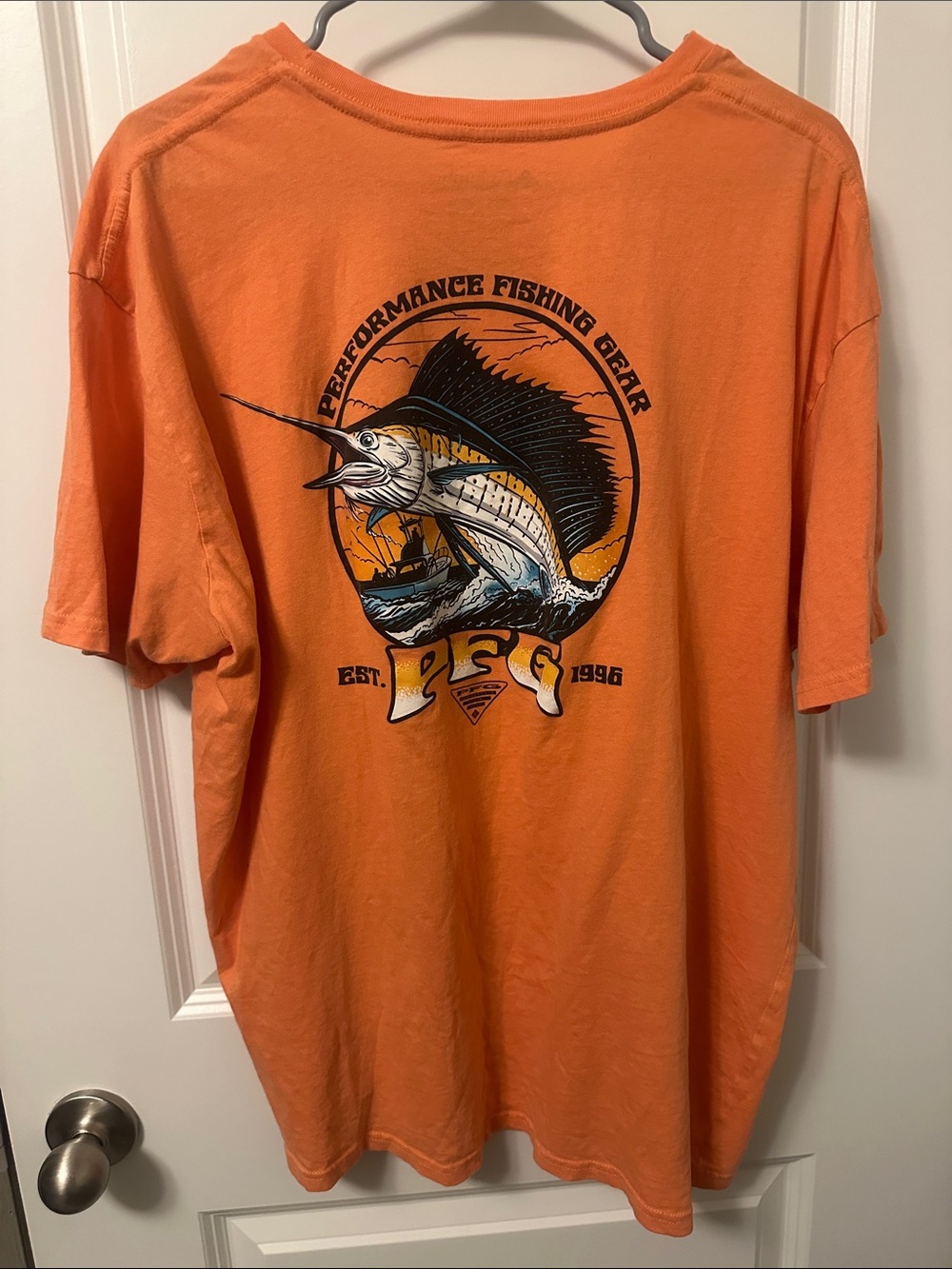 Columbia Orange Sailfish Performance Fishing Tee